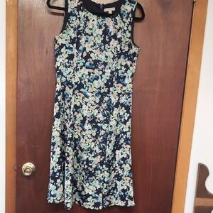 Eva Mendes for New York & Company Navy Floral Midi Dress